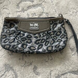 Y2K Coach Black and Gray Animal Print Wristlet 2009